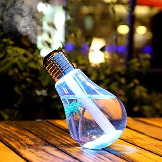 SIRIDHI Bulb Shape Cool Mist Humidifiers, 400ml Desk Humidifiers, Whisper-Quiet Operation, Night Light Function, Two Spray Mode, Auto Shut-Off for Bedroom, Babies Room, Office, Home.