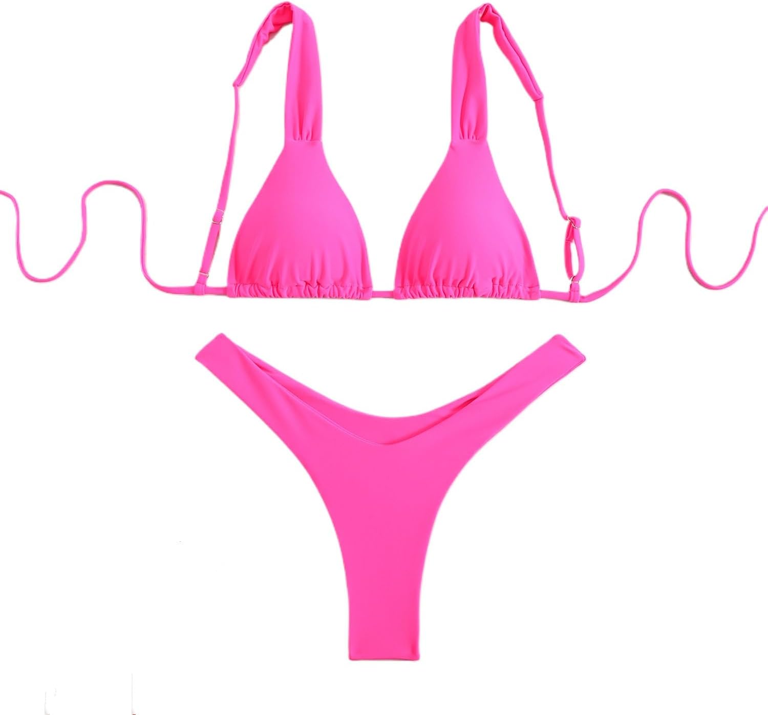 Women's Two-Piece Bikini Set, Triangle Top with High Cut Bottom Burgundy Red Micro Swimwear for Ladies Beachwear PQ25016