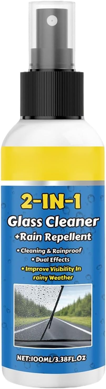 Car Window Cleaner - 100ml Hydrophobic Windshield Care Spray,Auto Glass Washing Spray - for SUV RV Motorcycle Truck Vehicle Interior Exterior