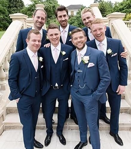 SOLOVEDRESS Men's 3 Piece Suit Regular Fit Formal Groomsman Tuxedos for Wedding Party(Blazer+Vest+Pant)3