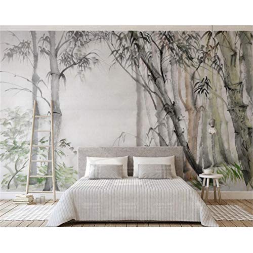 Benutzerdefinierte 3D-Tapete Elegantes handbemaltes Material Bambus Wald TV Hintergrundwand 3D Wallpaper Wandbild Papel De Parede