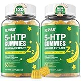 5-HTP 400MG Gummies + GABA - Melatonin Free - Relaxation Gummies with Banana Extract, L-Theanine, Turmeric, L-Tryptophan, D3 for Healthy Rest Cycle, Circadian Rhythm, Brain & Muscle Relax, Pack of 2