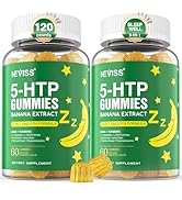 5-HTP Gummies + GABA - Melatonin Free - Relaxation Gummies with Banana Extract, L-Theanine,L-Tryp...