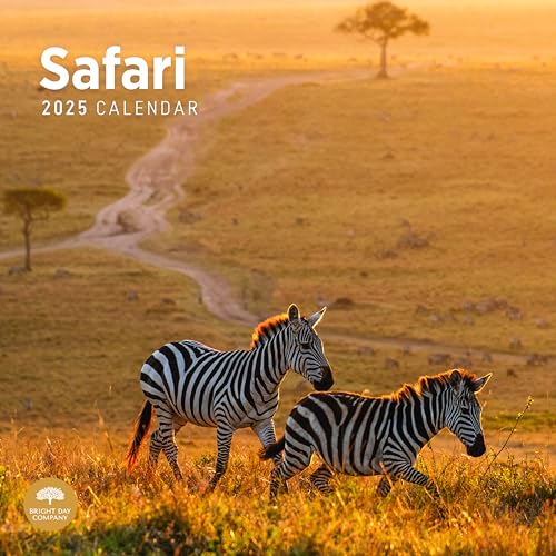 2025 Safari Monthly Wall Calendar by Bright Day, 12 x 12 Inch Beautiful Landscape Photography Gift