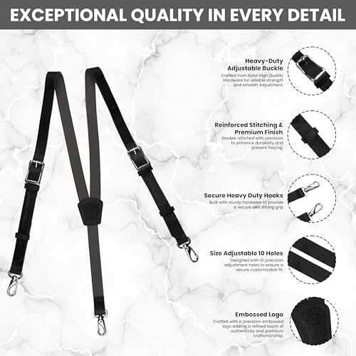 Image of Grain Buffalo Leather Suspender for Men | 0.2 inches thickness | Western Heavy Duty Dress Suspender