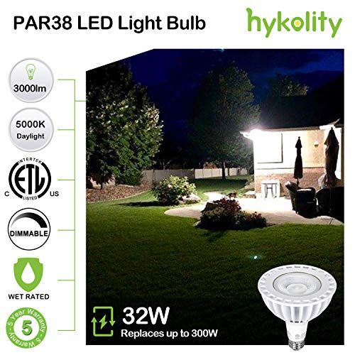 image for Hykolity Outdoor LED Flood Light Bulb, PAR38, 3000lm, 32W(300 Watt Equ