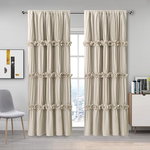 Image of Homechoice Decor Camel Blackout Window Curtains, 52 inch W x 96 inch L x 2 Panels