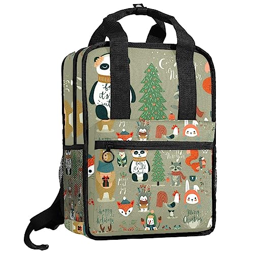 Sac à dos de Noël enfant aux motifs animaux de la forêt et bretelles douces