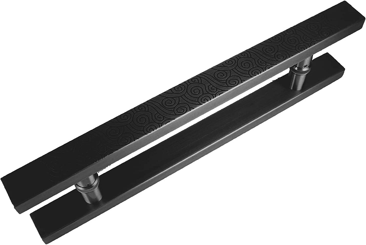 CWCQGH Modern Entrance Door Handle Steel Door Knobs Barn Door Handle,Hotel Glass Door Handle Pull Double Sided Design Push Handle,Style4-60cm Length|40cm