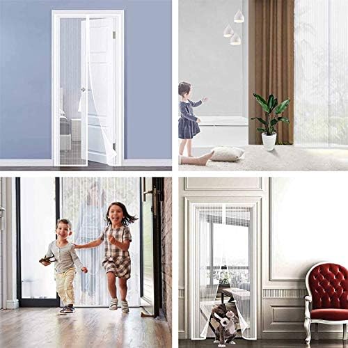 Magnetic Fly Insect Screen Door 80 x 190 cm for Sliding Glass Door French Door Patio Door, Full Frame Hook & Loop, Hands Free, Pet Friendly (White)