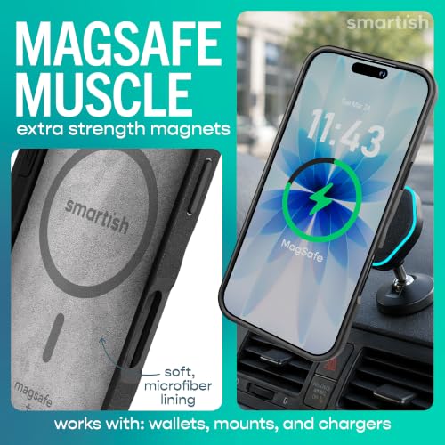 Image of Smartish iPhone 17 MagSafe Case - Gripmunk Magnetic Slim Case [Lightweight + Protective] Thin Grip Cover with Microfiber Lining for Apple iPhone 17 - Black Tie Affair