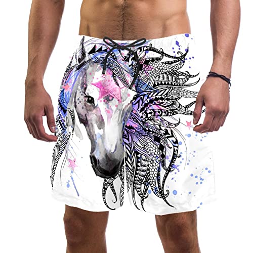 Maillots de bain pour hommes JDEZ cheval aquarelle short de plage