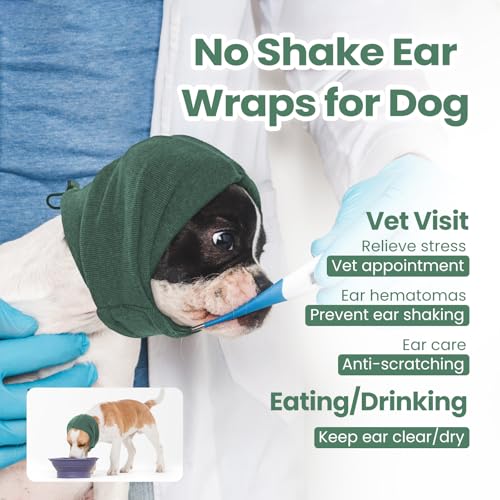 IECOii Soft Dog Calming Hoodie Anxiety Relief Dog Ear Muffs Noise Protection Dog Ear Wrap Hematoma Fireworks Dog Ear Cover for Bath Blow Drying Dog Head Cover Noise Cancelling Sleep Help Headband
