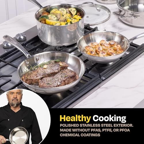 Guy Fieri's Flavortown 10-Piece Stainless Steel Cookware Set - Includes Frying Pans, Saucepans, Saute Pan and Stock Pot - Pots and Pans, Oven-Safe up to 500F by Guy Fieri's Flavortown - Image 3