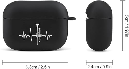 Miniatura 2 de Funda protectora de silicona con llavero para Apple Airpod Pro AirPods con estampado de trompeta y latido del corazón para hombres y mujeres