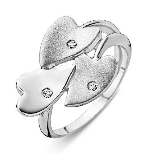 Orphelia Damen-Ring 925 Silber rhodiniert mattiert Zirkonia weiß Rundschliff Gr. 54 (17.2) - ZR-3746/54