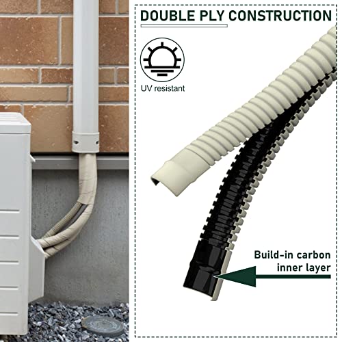 Flehomo 50 Ft Universal Drain Hose For Mini Split Air Conditioner Heat Pump Systems, 5/8 Id Uv Resistant Air Conditioner Drain Line Pipe #TOP2