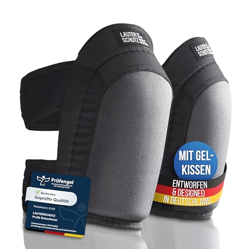 LauterSchutz® - Rodilleras de gel profesionales para trabajar, para suelos y baldosas, revestimiento antideslizante y cómodo cierre doble, para artesanos y aficionados al bricolaje (negro, delgado)