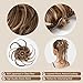 CJL HAIR Messy Bun Hair Piece Curly Hair Bun Extensions with Straight Tails Synthetic Hair Scrunchies Ponytail Hairpieces for Women Brunette/Butter Blonde