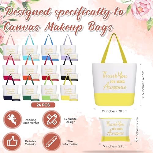 Clysee 24 Pcs Thank You Gifts for Women - Inspirational Teacher & Nurse Appreciation Canvas Makeup Bags2