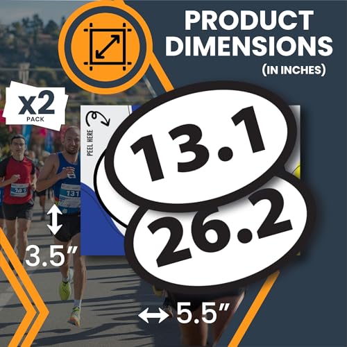 Image of 13.1 Half Marathon Sticker and 26.2 Marathon Oval Running Stickers, 5.5x3.5 Inch, Combo Pack, Black, Sticker for Car, 13.1 Half Marathon Gifts, Celebrate Running Achievements, Car Decals, Made in USA