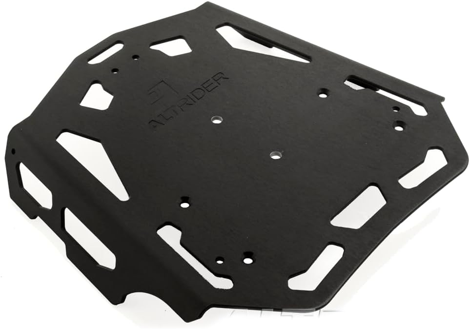 AltRider Motorcycle Luggage Rack Compatible with Triumph Tiger 800 - Thick Aluminum Plate with Side Flanges for Extra Strength - Zero Snag Design Rear Rack - Supports Multiple Mounting Systems - Black