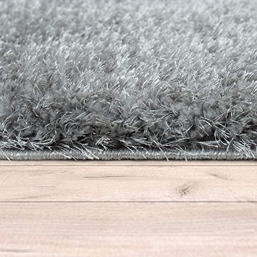Image of Super Ultra Modern Soft Shaggy Handcrafted Anti-Skid Silk Touch Carpet, Size 8x11 Feet, Color GREYY