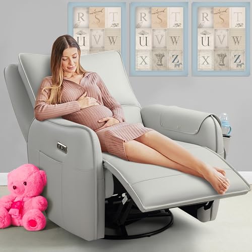Power Recliner Rocking Chair Nursery Gliders, Electric Swivel Rocker Recliner