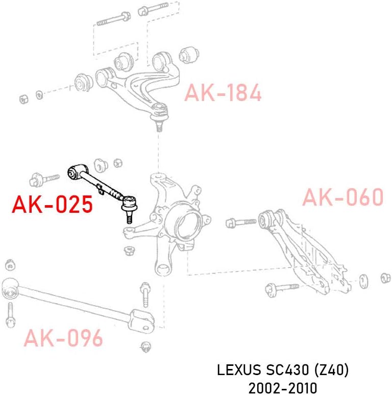 Godspeed AK-025-C Adjustable Rear Toe Arms With Ball Joints, Set of 2, compatible with Lexus SC430 2002-10