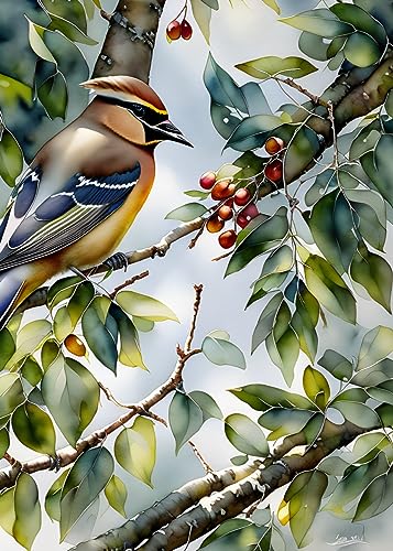 Affiches sur toile Cedar Waxwing pour salon moderne SERENDIPITP