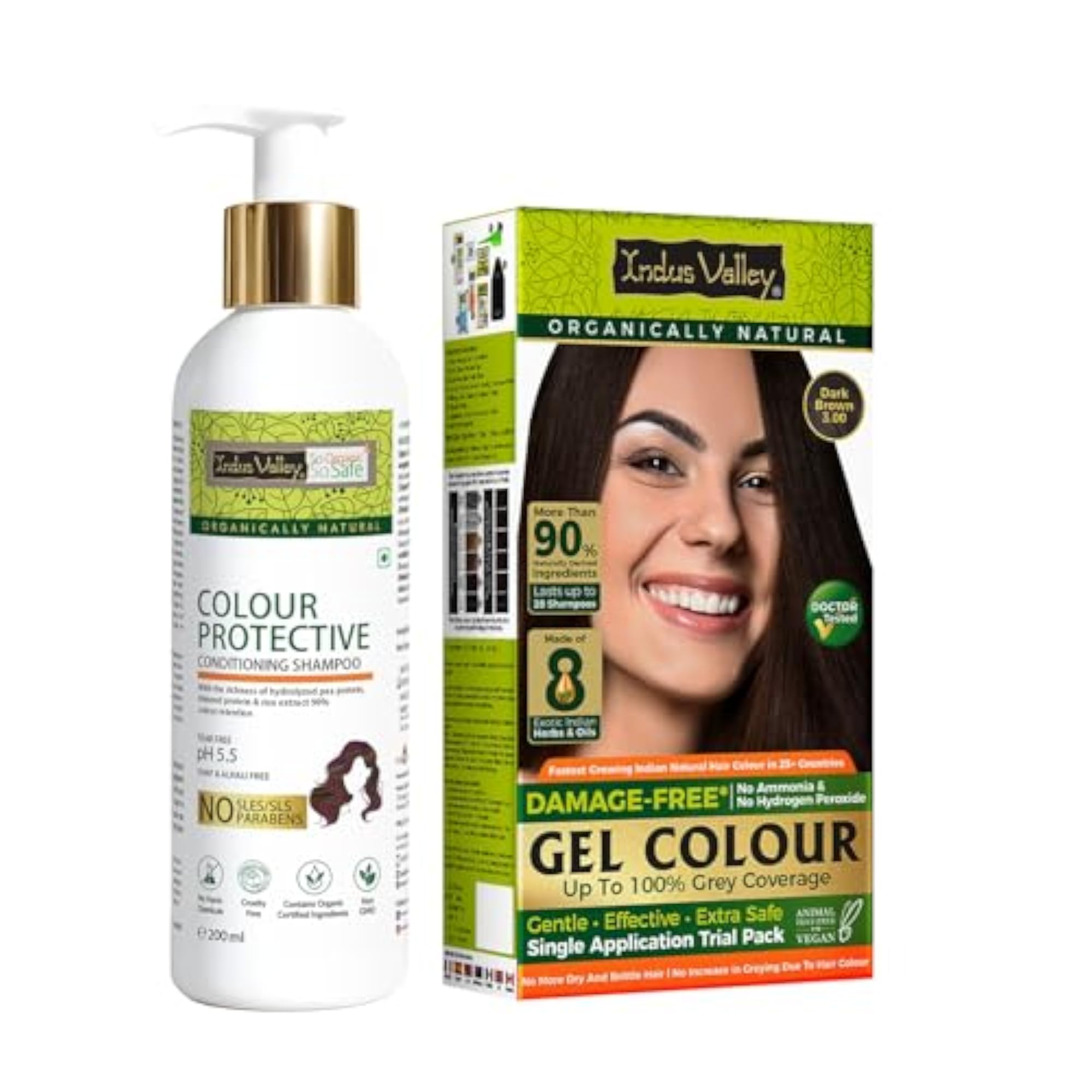 Dark Brown Hair Color Trial Pack with Colour Protection Shampoo