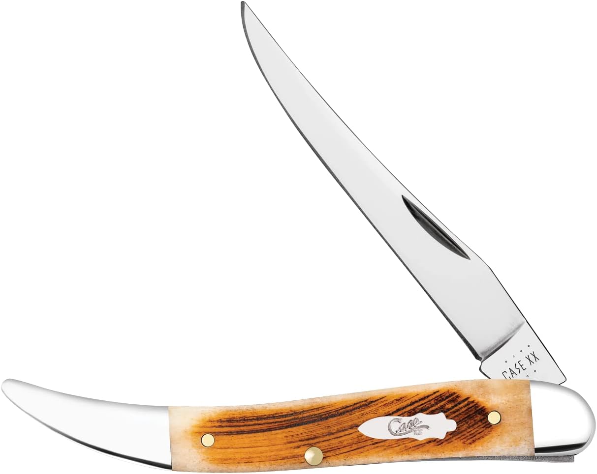Case XX 10732 Amber Sawcut Bone Handle 1 Blade Medium Toothpick Knife