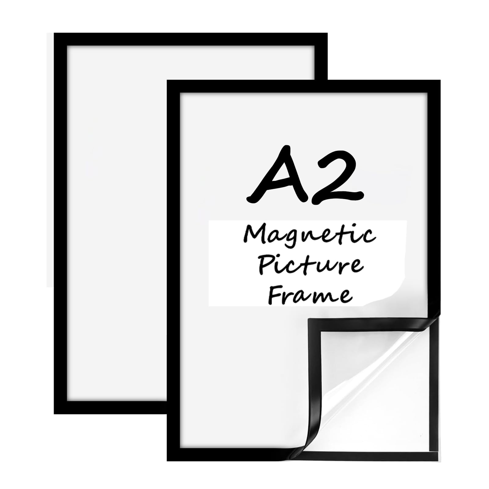 2 Pcs A2 Magnetic Picture Frames, Self-Adhesive Magnetic Diamond Painting Frame, Waterproof, Transparent Magnetic for Notes, Certificates, Posters, Documents, Displays