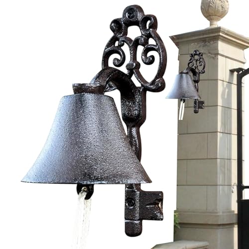 Wall Dinner Bell | Cast Iron Entry Door Bell - Antique Decorative Bell, Wall Ornamental Hand Bell, Outside Bell for Farm House