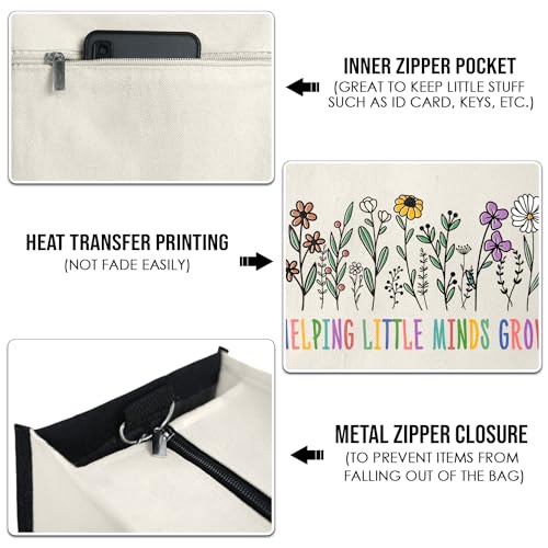 OASSIE Teacher Appreciation Gifts, Teachers Day Gifts, Teacher Tote Bag 13oz Canvas Tote Bag With Zipper… - Image 4