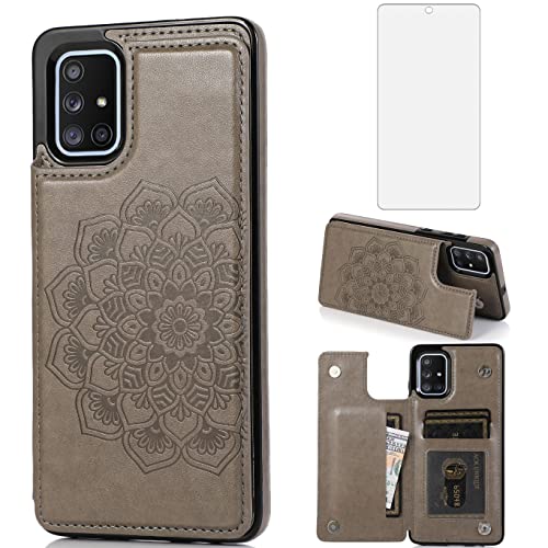 Asuwish Phone Case For Samsung Galaxy S10 Lite With Tempered Glass Screen Protector And Wallet Cover Flip Credit Card Holder Stand Cell Accessories Glaxay S10Lite S 10 10S Galaxies A91 Women Men Grey cover
