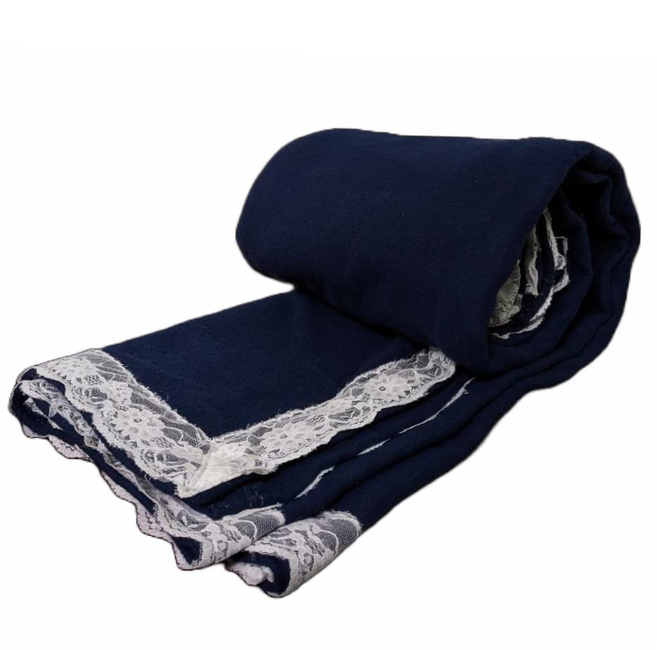 ROVET SPREADS The Perfect Lace Bed Blanket for a Good Night's Sleep | for Mild Winters and AC Rooms | Single Bed 60 inches x 90 inches (Blue)