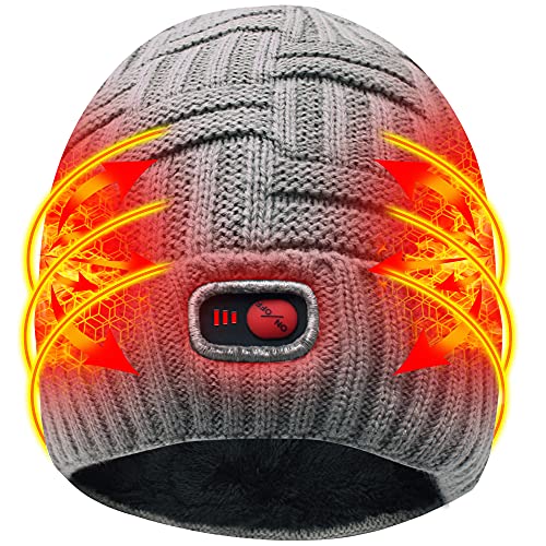 Magnolia Men Women Heated Hat Rechargeable Electric Heated Thermal Beanies Winter Warm Heated Cap for Skiing Camping Hunting
