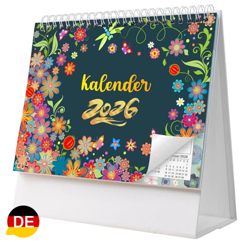 AEYAKA Tischkalender 2026 - Kalender 2025-2026 von November 2025 bis Dezember 2026, 20 x 20.5cm Deutsch C08 (Schwarz 26)