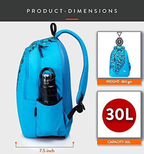 Image of Lunar's Ashland 30L Casual Water Resistant 3 Compartment Travel Bagpack /College Backpack /School Bag (Blue)