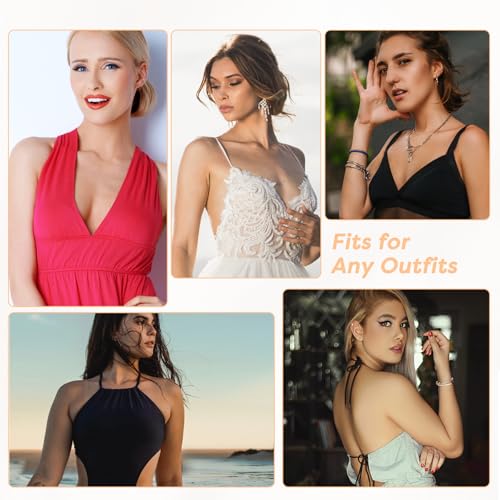 Nimiah Double-Sided Sticky Nipple Covers - 3 Pairs Adhesive Silicone Pasties for Women, Reusable Breast Petals Crème4