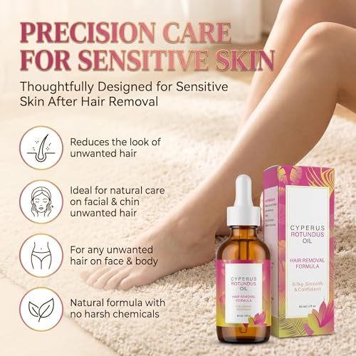 Cyperus Rotundus Oil, Natural Cyperus Rotundus Oil for Hair Removal, Reduce & Slow Hair Regrowth, Soothe Irritated Skin After Shaving & Waxing, Moisturizing Body Oil for All Skin Types,2.02 Fl Oz — view 6