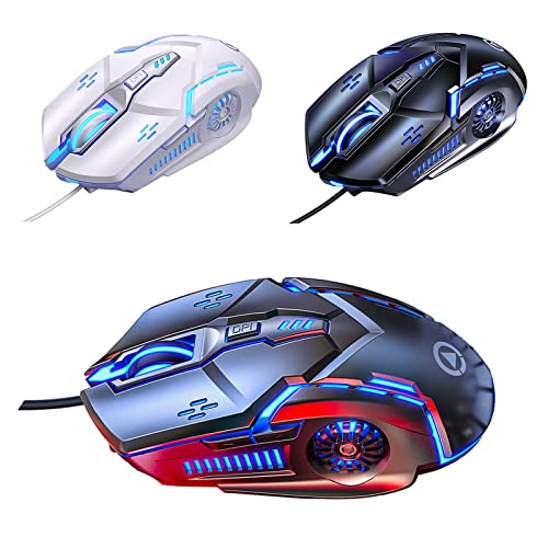 Hugogo Gaming Mouse Breathing Backlight Ergonomic Office Mouse for Desktops and Laptops T7 Mouse (White, One Size)