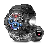 Smartwatch Masculino Militar com GPS, Tela 1.32 Polegadas, Resistente à Água IP68 50m, Bateria 300mAh, Lanterna LED, Bússola, Mais de 100 Modos Esportivos