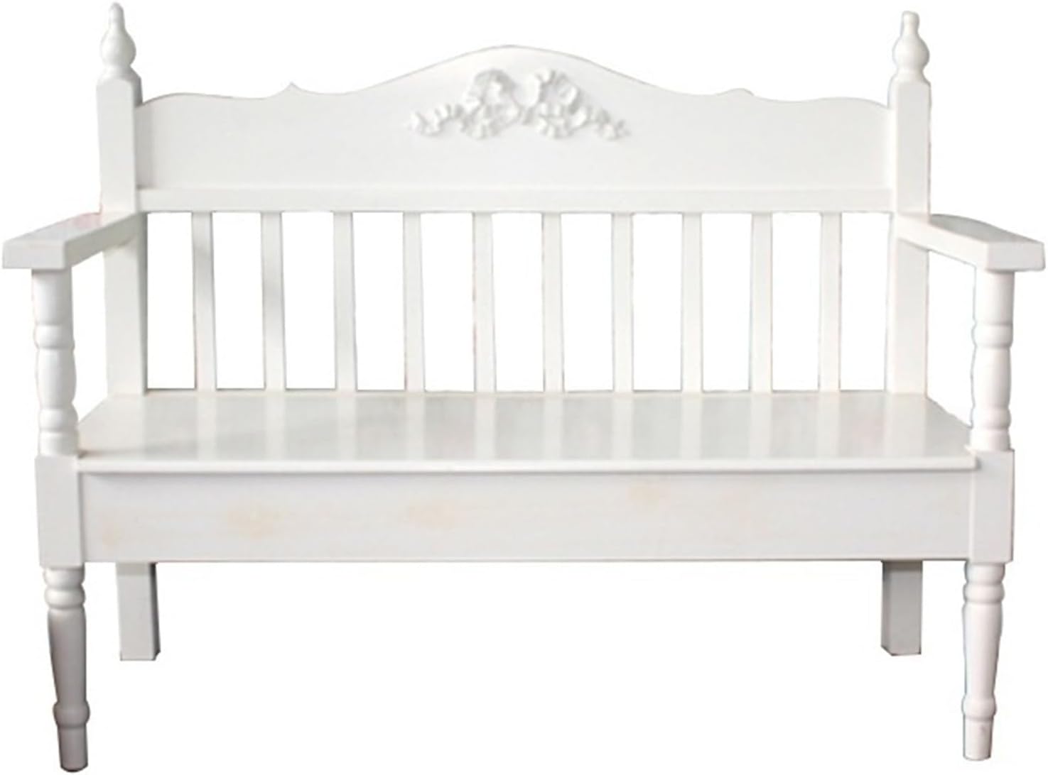 Garden Outdoor and Indoor Benches, 41.9 Inches, Solid Wood Balcony with Backrest Armrests, Pine Leisure Chairs Seat(White)