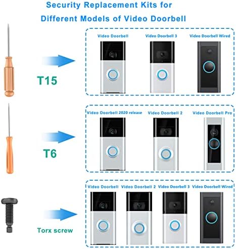KIMILAR Screwdrivers Screws Set for Video Doorbell 1, 2020 Release, 2, 3, Wired, 6Pcs Security Screws and 2Pcs Screwdriver (T15 + T6) for Video Doorbell 1st / 2nd / 3rd / 2020 Release/Wired