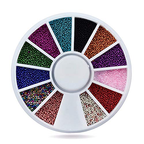 Nail Beads Charms Nail Art Tiny Steel Caviar Beads Mix Size 3D Design Manicure Jewelry Rose Gold Silver Black DIY Decoration Wheel