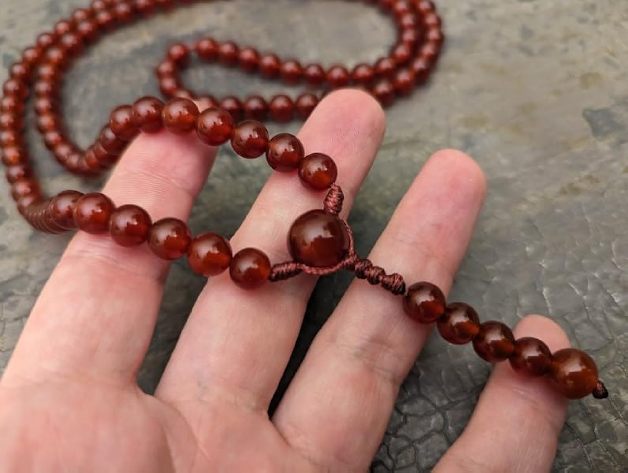Natural Carnelian 10MM Round Beaded Handmade Prayer Mala Necklace