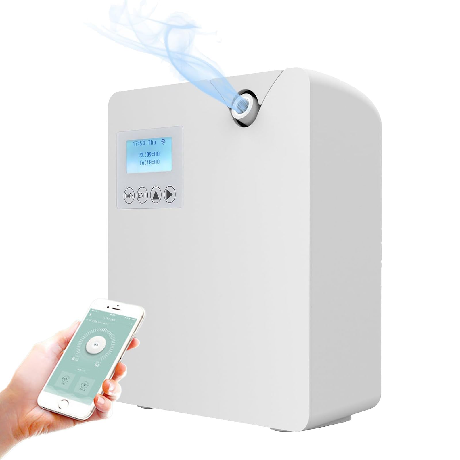 Diffusore di fragranze intelligente da 300 ml, diffusore di fragranze professionale con display LCD, controllo Bluetooth e WiFi, tecnologia di nebulizzazione, diffusore di oli essenziali senza acqua(W