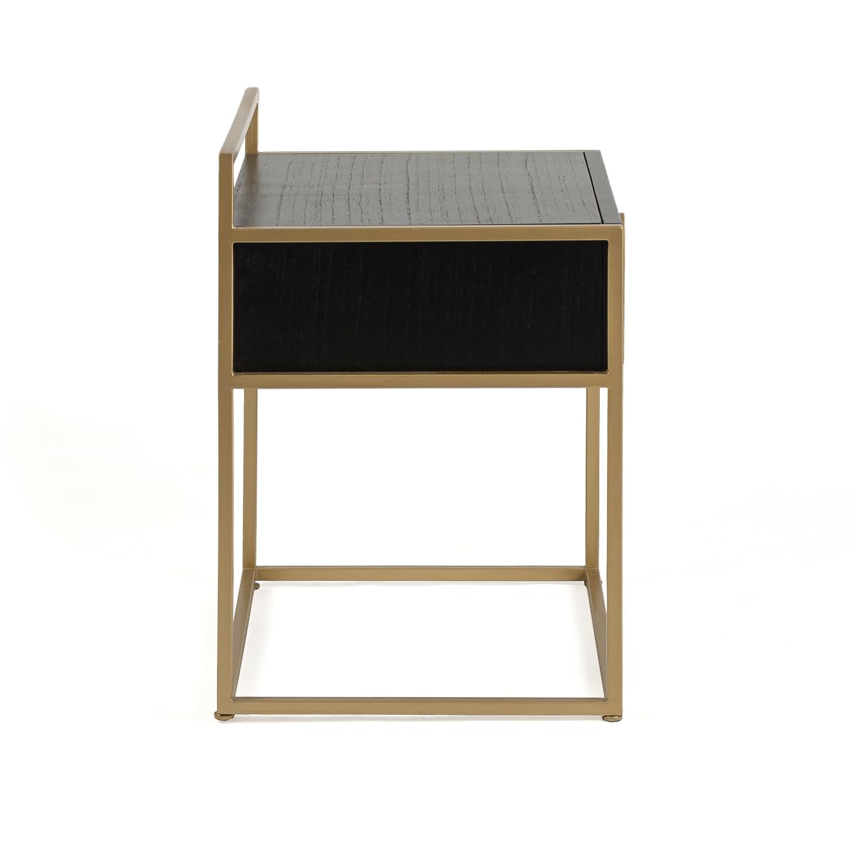 MESITA DE NOCHE 50X40X60 MADERA NEGRO/METAL DORADO